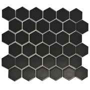 CC Mosaics MG Black 12x12 Hexagon 2x2 Mosaic Tile