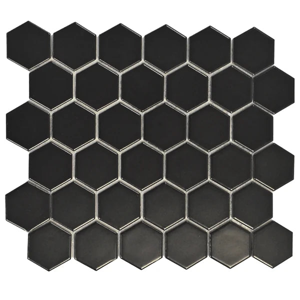 CC Mosaics MG Black 12x12 Hexagon 2x2 Mosaic Tile