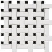 CC Mosaics MG White 12x12 Basket Weave Mosaic Tile