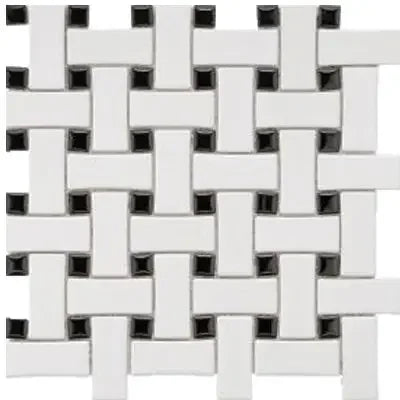 CC Mosaics MG White 12x12 Basket Weave Mosaic Tile