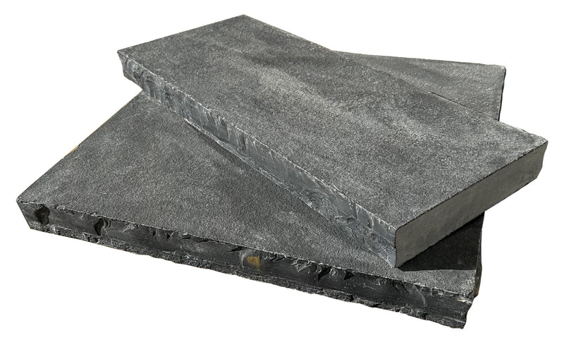 Close-up of Indian Black Limestone Natural 21 x 21 x 2 Limestone Column Cap Cap, in Indian Black tones.