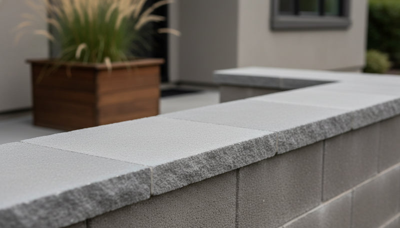 Close-up of Arctic Mist Quartzite Natural 21 x 21 x 2 Quartzite Column Cap Cap, in Arctic Mist tones.