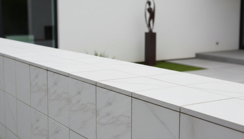 Close-up of California Gold Slate Natural 24 x 24 x 2 Slate Column Cap Cap, in California Gold tones.