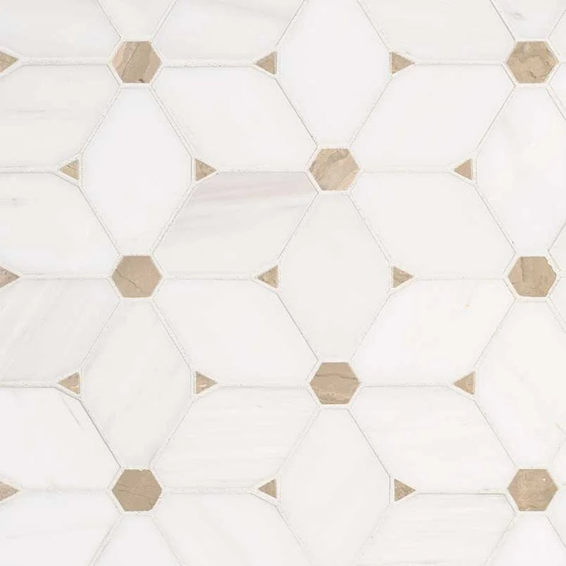 Cecily Pattern Polished 0.38 Inch Marble Mosaic Tile