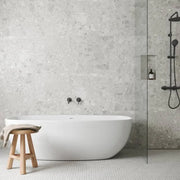 Celeste Dark Cinder Grey & Calacatta Losanna 16.25x14.25 Dot Honed Marble Mosaic