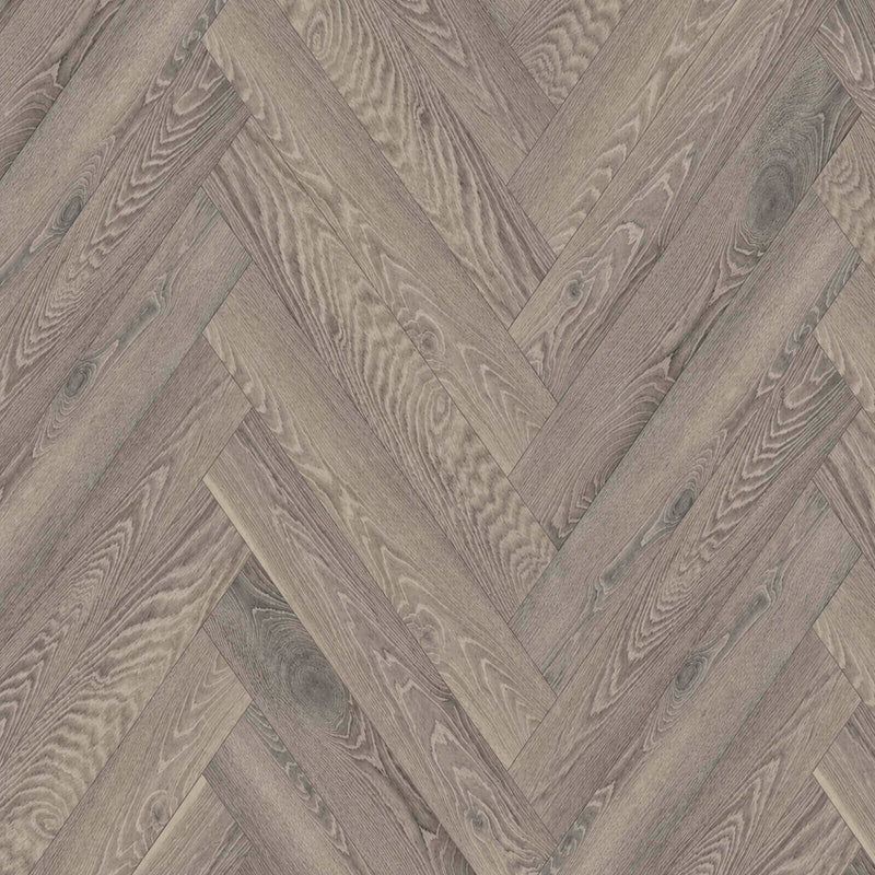 Celeste Herringbone Valence 6x36 3mm European oak hardwood flooring with taupe tones and visible wood grain in a herringbone pattern.