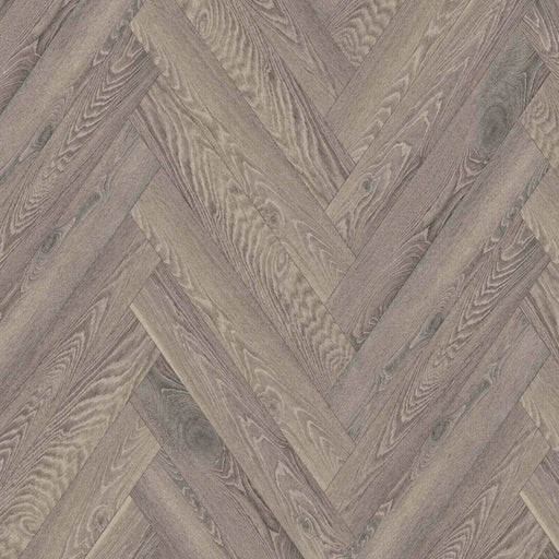 Celeste Herringbone Valence 6x36 3mm European oak hardwood flooring with taupe tones and visible wood grain in a herringbone pattern.