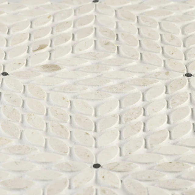 Celeste Myra Beige with Basalt Dot 16.25x14.25 Honed Marble Mosaic