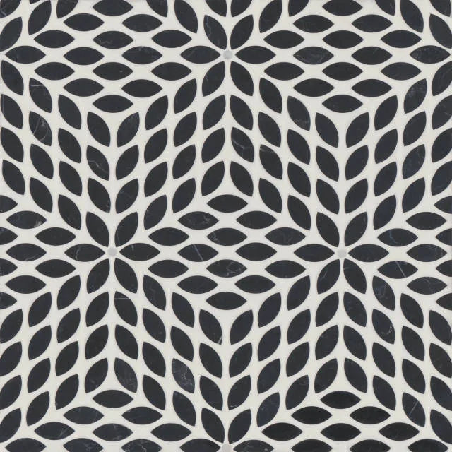 Celeste Nero Marquina & Calacatta Losanna Dot 16.25x14.25 Honed Decorative Marble Mosaic