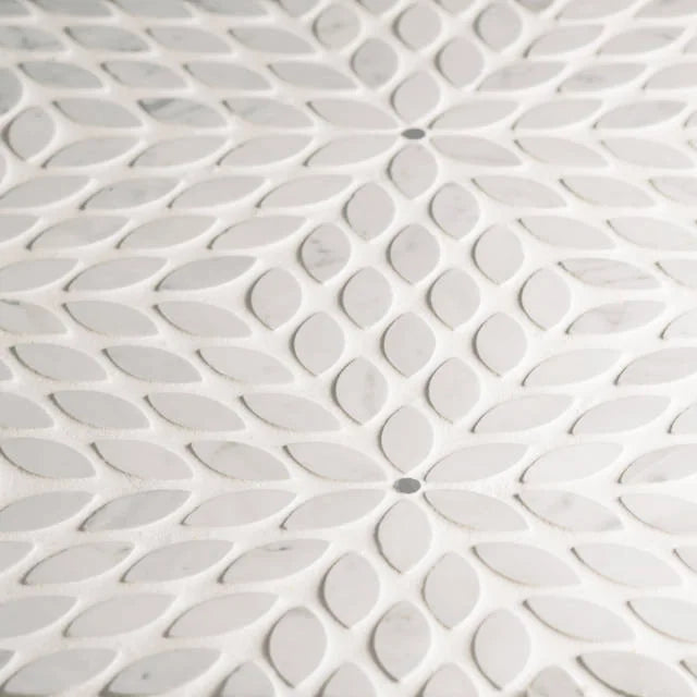 Celeste White Carrara & Bardiglio 16.25x14.25 Honed Decorative Marble Mosaic