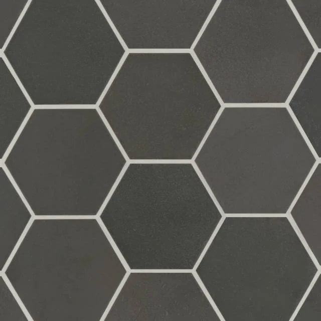 Celine Black 5x4 Hexagon Matte Ceramic Field Tile