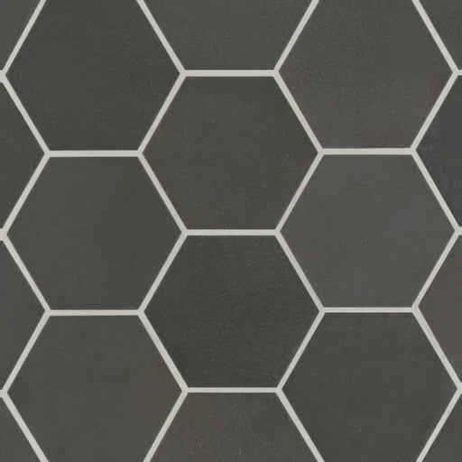 Celine Black 5x4 Hexagon Matte Ceramic Field Tile