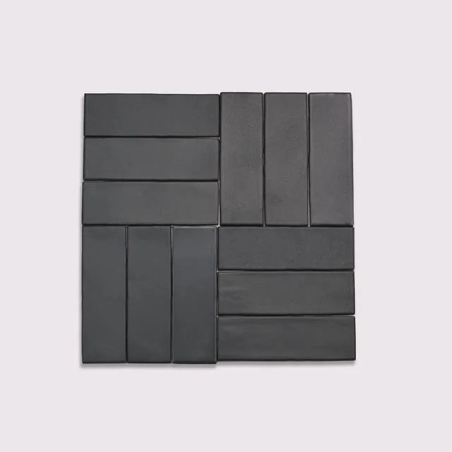 Celine Black 6x2 Field Matte Ceramic Tile