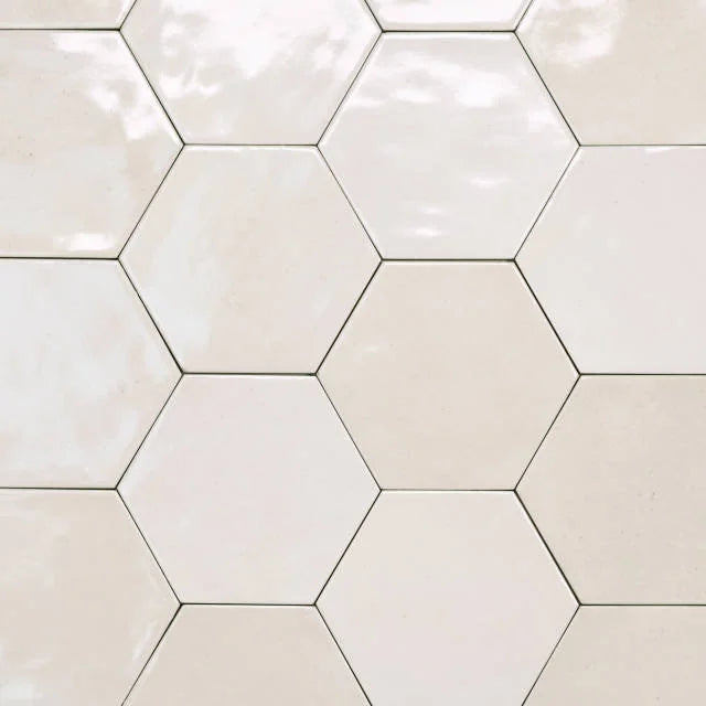 Celine White 5x4 Hexagon Field Gloss Ceramic Tile