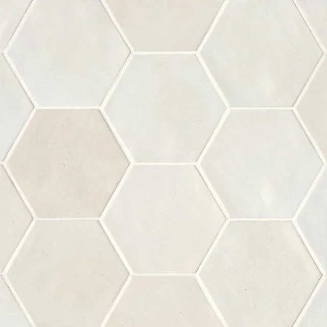 Celine White 5x4 Hexagon Field Gloss Ceramic Tile