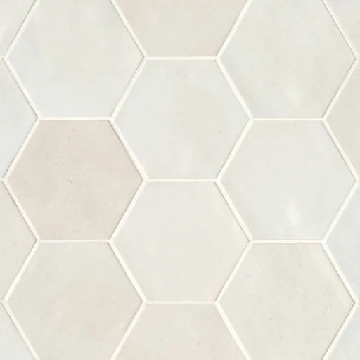 Celine White 5x4 Hexagon Field Gloss Ceramic Tile