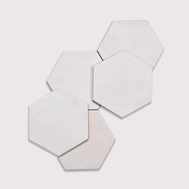Celine White 5x4 Hexagon Matte Ceramic Field Tile