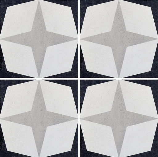 Cementine B&W 1 8x8 Decorative Matte Porcelain Tile