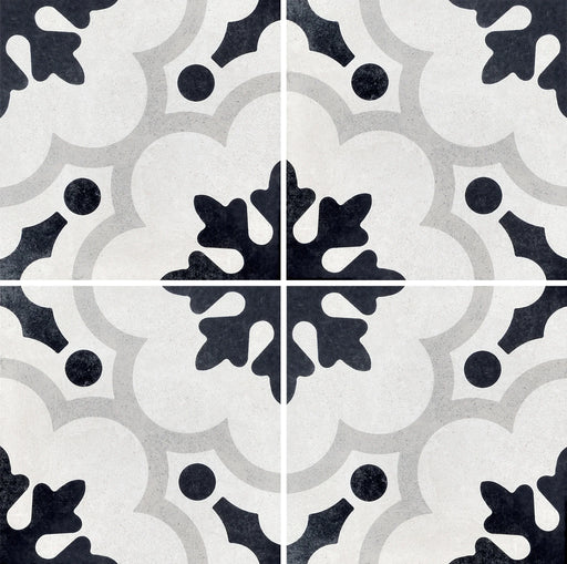 Cementine B&W 2 8x8 Decorative Matte Porcelain Tile