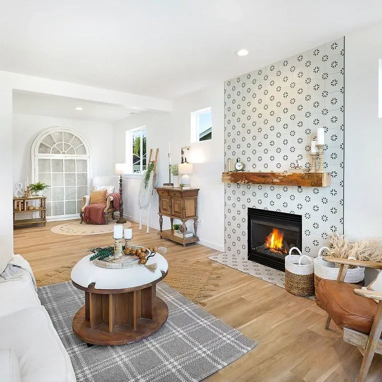 Cementine B&W 3 8x8 Decorative Matte Porcelain Tile