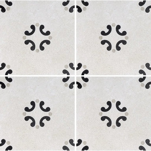 Cementine B&W 3 8x8 Decorative Matte Porcelain Tile