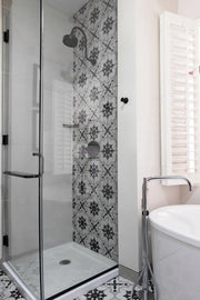 Cementine B&W 4 8x8 Decorative Matte Porcelain Tile