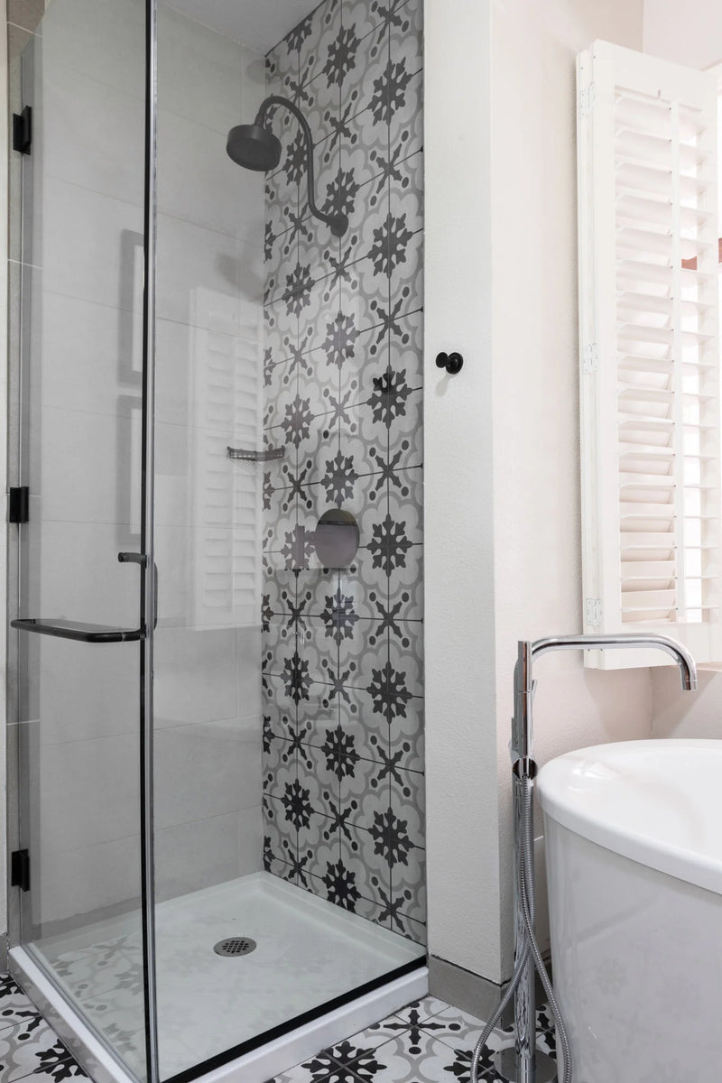 Cementine B&W 2 8x8 Decorative Matte Porcelain Tile