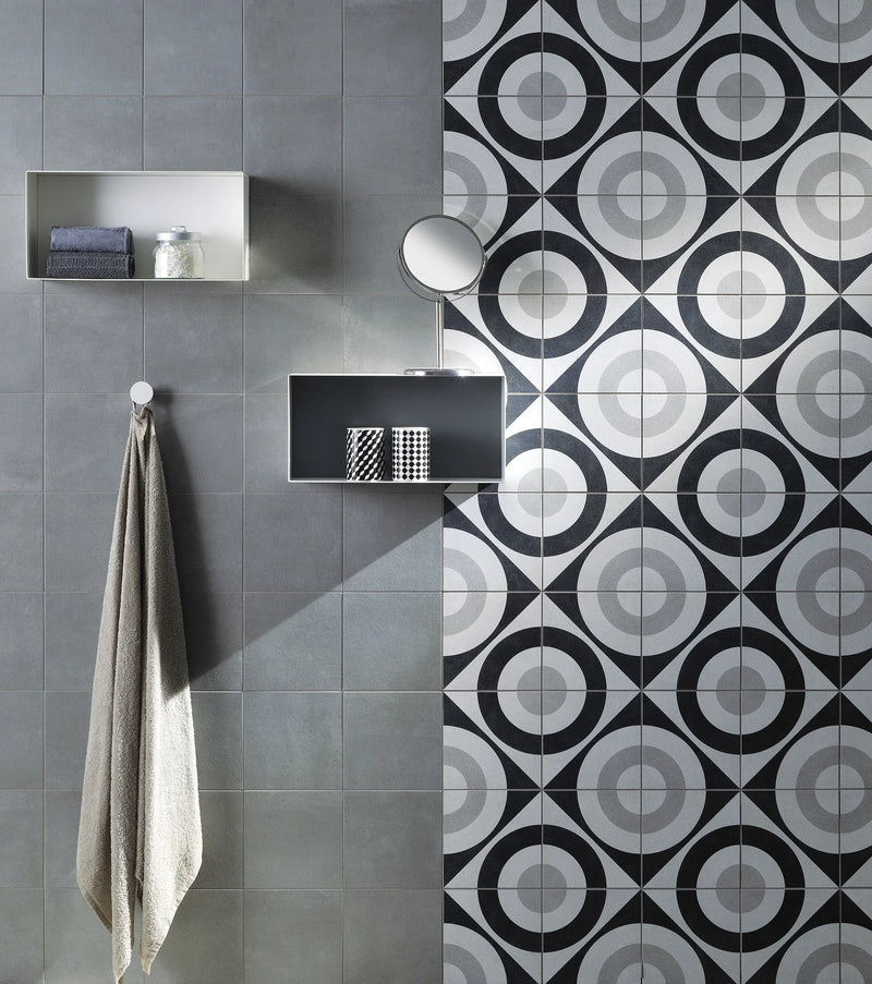 Cementine B&W 4 8x8 Decorative Matte Porcelain Tile