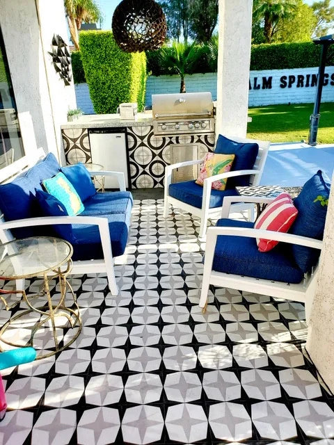 Cementine B&W 1 8x8 Decorative Matte Porcelain Tile