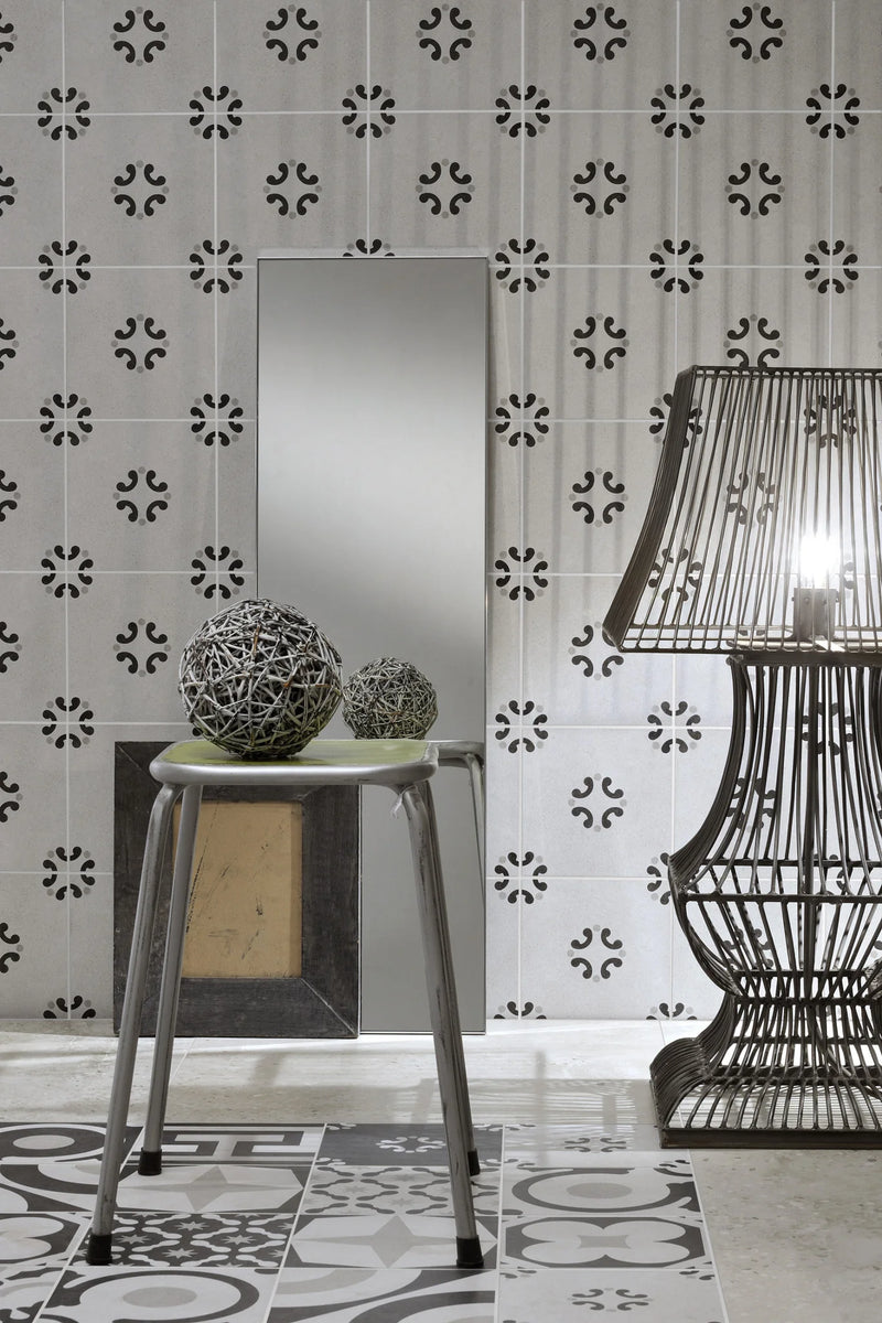 Cementine B&W 4 8x8 Decorative Matte Porcelain Tile