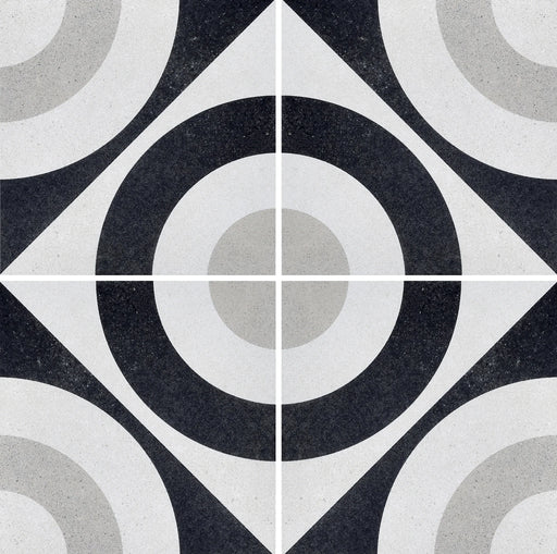 Cementine B&W 4 8x8 Decorative Matte Porcelain Tile