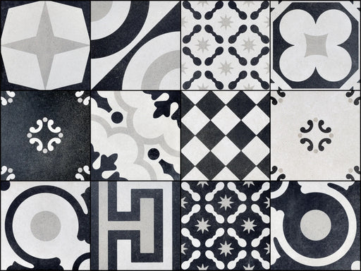 Cementine B&W Mix 8x8 Porcelain Tile