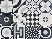 Cementine B&W 4 8x8 Decorative Matte Porcelain Tile