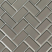 Champagne Bevel Herringbone Pattern Glossy Glass Mosaic Tile