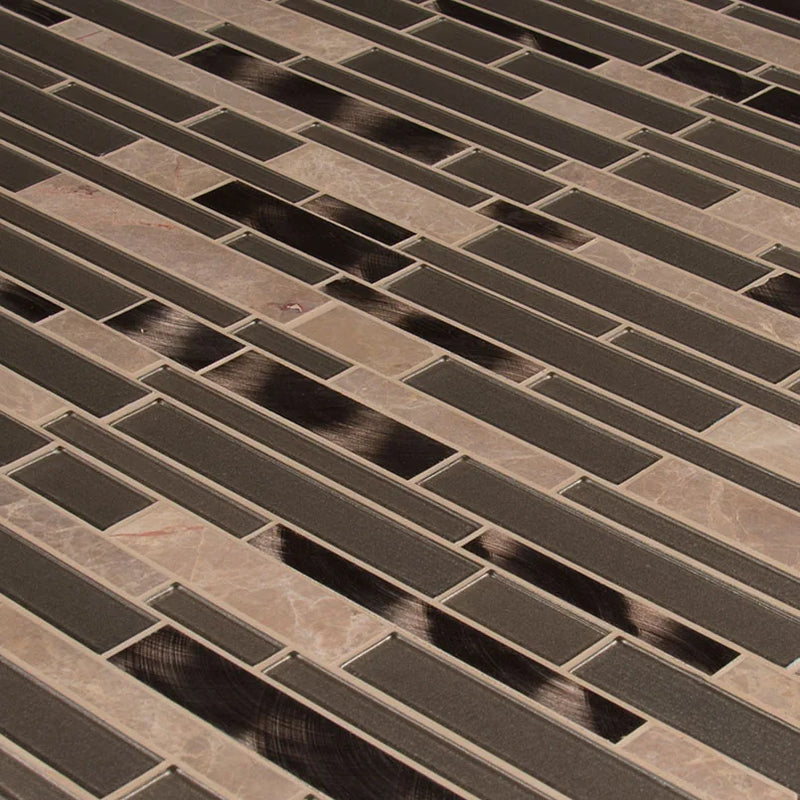 Champagne Toast Interlocking Pattern Misc. Glass Stone Metal Blend Mosaic Tile