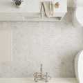 Chenille White 2x2 Hexagon Honed Limestone Mosaic — Bathroom floor