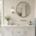 Solidshape Chenille Limestone Tile in White - 12x24 Honed Finish — Bathroom vanity wall