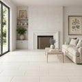 Solidshape Chenille Limestone Tile in White - 12x24 Honed Finish — Living Room floor