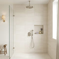 Chenille White Limestone Tile 24x24 Honed — Bathroom shower wall