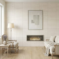 Chenille White Limestone Tile 24x24 Honed — Living Room feature wall