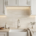 Chenille White Limestone Tile 3x8 Polished 3/8 inch — Kitchen backsplash