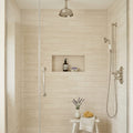Chenille White Limestone Tile 4x12 Honed 3/8 inch — Bathroom shower wall
