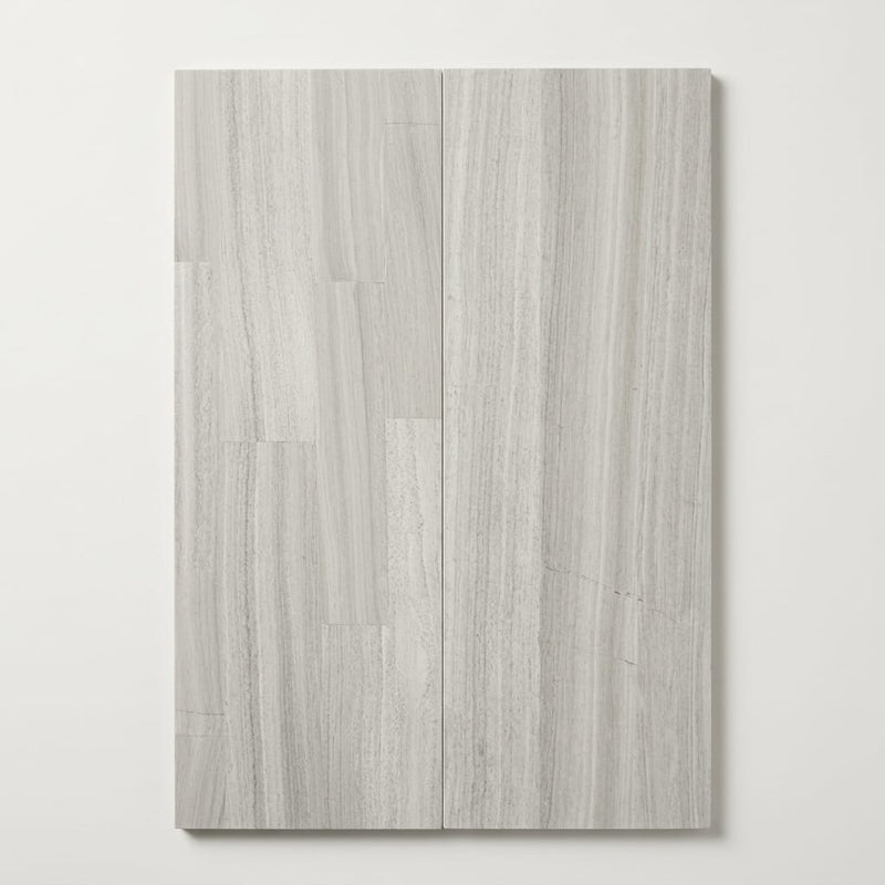 Chenille White Limestone Tile 8x36 Honed 3/8 inch close-up