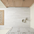 Chenille White Limestone Tile 8x36 Honed 3/8 inch — Kitchen floor