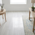 Chenille White Limestone Tile 8x36 Polished 3/8 inch — Family Room floor