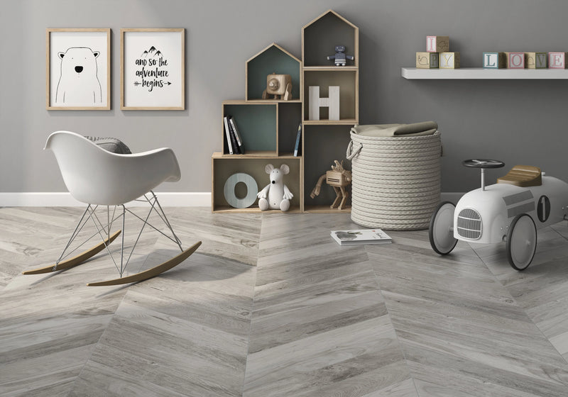 Chevron Borneo Gris 3x17 Glazed Porcelain Tile