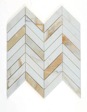 Chevron & Herringbone Calacatta Gold 11x11 Chevron Honed Marble Mosaic