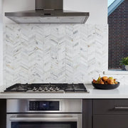 Chevron Calacatta Large Mesh Polished Pattern Marble Mosaic