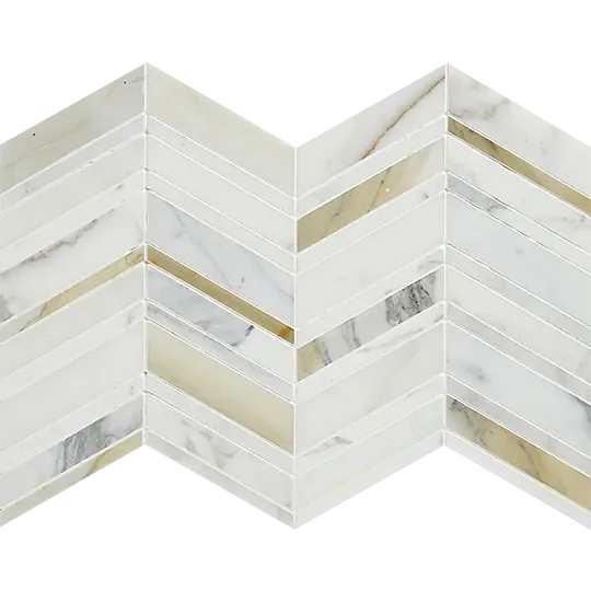 Chevron Calacatta Large Mesh Polished Pattern Marble Mosaic