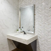 Chevron Calacatta Large Mesh Polished Pattern Marble Mosaic